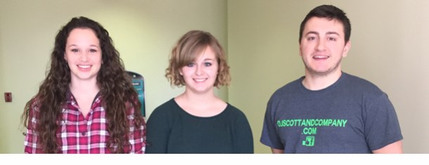 From left to right: Madison Nowlin, Casey Mallon and Connor Kilgore